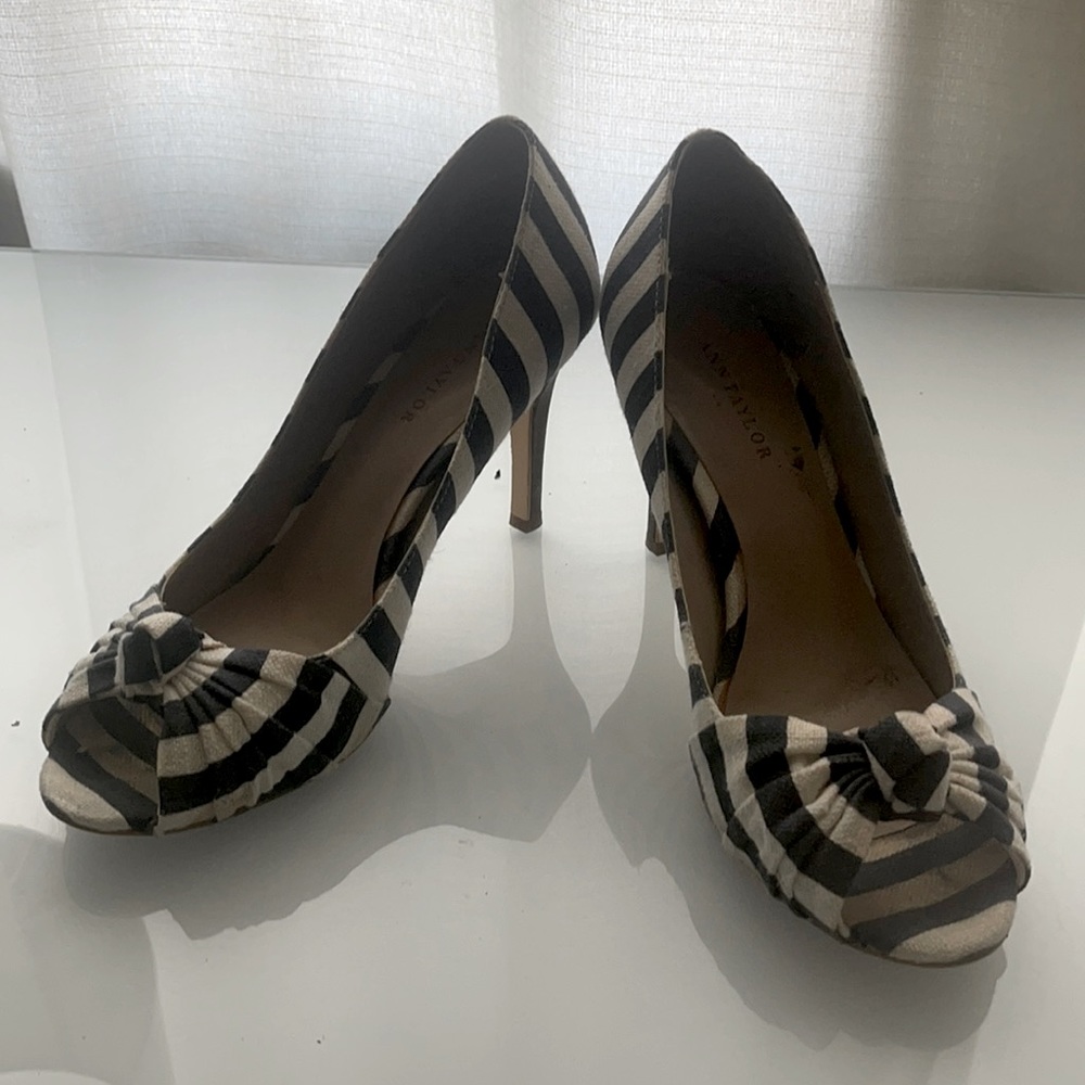 Navy Striped Heels